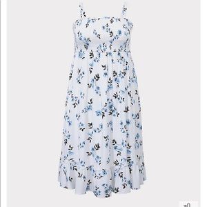 Torrid Ivory Floral Smocked Midi Dress sz 2